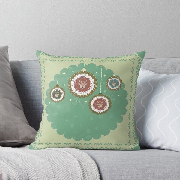 Item preview, Cozy Mint Green Christmas Ornaments & Elegant Lace Frame Design designed and sold by Liberarteprint.