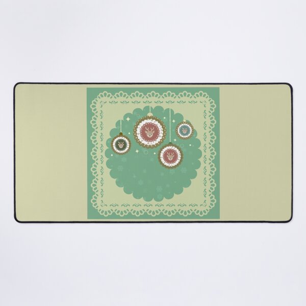 Item preview, Cozy Mint Green Christmas Ornaments & Elegant Lace Frame Design designed and sold by Liberarteprint.