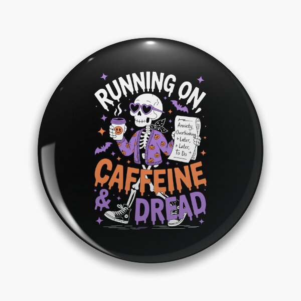 Item preview, Running On Coffee And Dread – Funny Pastel Goth Skeleton Art designed and sold by jkrphoto.