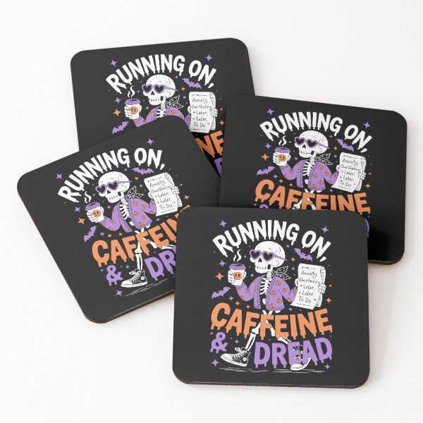 Item preview, Running On Coffee And Dread – Funny Pastel Goth Skeleton Art designed and sold by jkrphoto.