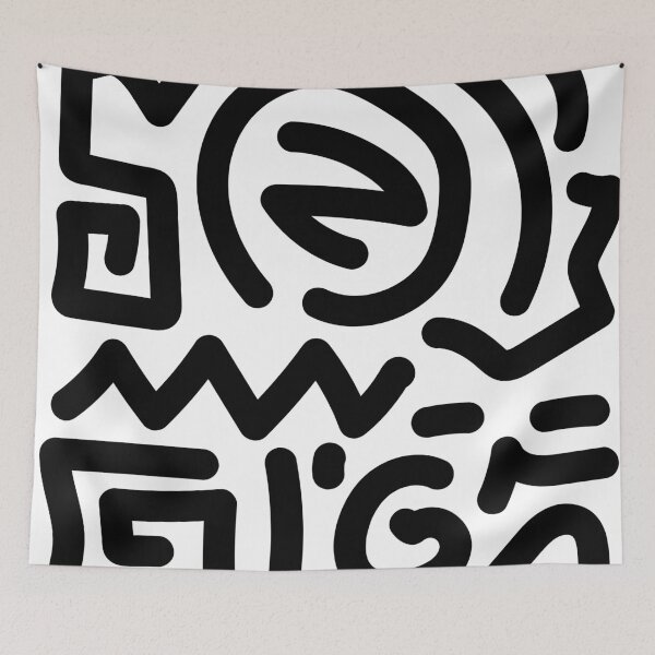 Item preview, Abstract Doodle Art - Black Line Art Pattern designed and sold by Wolagno.