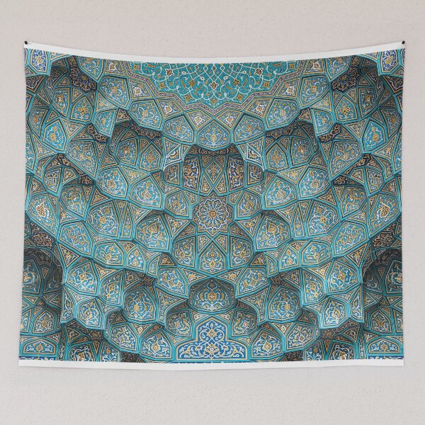 Item preview, Persian Tile Mosaic Traditional Blue Arabesque Pattern Iranian Architecture Art designed and sold by yousefi.