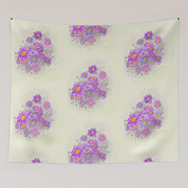 Item preview, Painted Aster Daisy Floral Illustration in Purple and Pink designed and sold by Clare Walker.