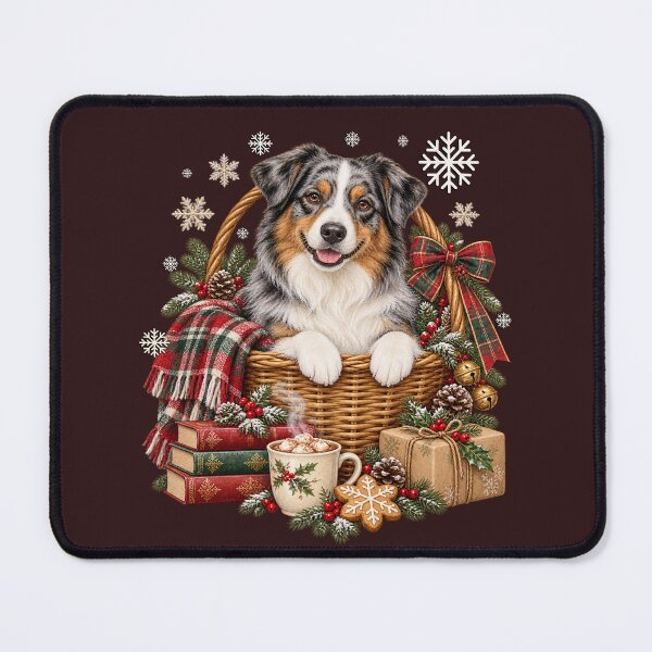 Item preview, Australian Shepherd Christmas Winter Basket Dog designed and sold by Cute & Sassy Custom Gifting Boutiques.