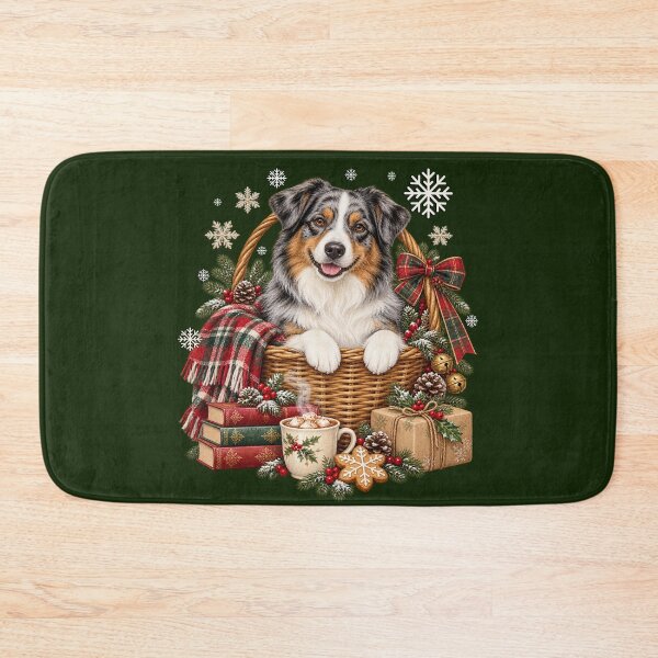 Item preview, Australian Shepherd Christmas Winter Basket Dog designed and sold by Cute & Sassy Custom Gifting Boutiques.