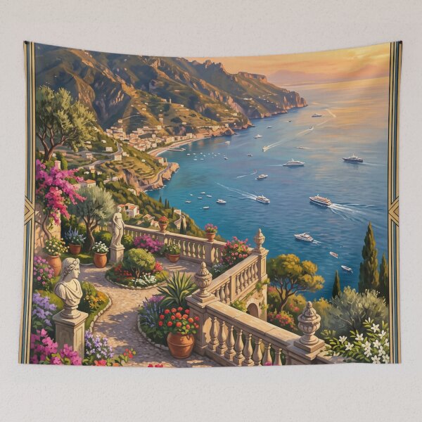 Item preview, Ravello Italy Vintage Travel Poster – Terrace of Infinity Amalfi Coast Villa Cimbrone designed and sold by Bomax121.