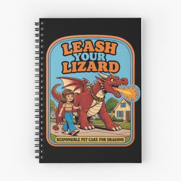 Item preview, Leash Your Lizard Pet Dragon Retro 70s Dark Humor RPG designed and sold by Dice_Goblin_Studio.