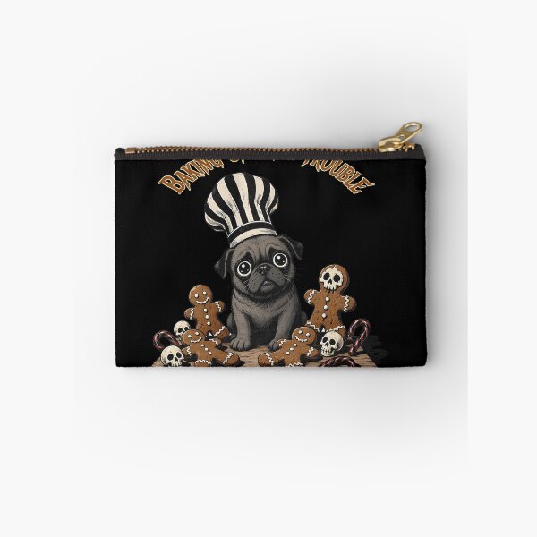 Item preview, Funny Pug Chef Baking Halloween Gingerbread Skeleton Cookies designed and sold by CraftyValley.