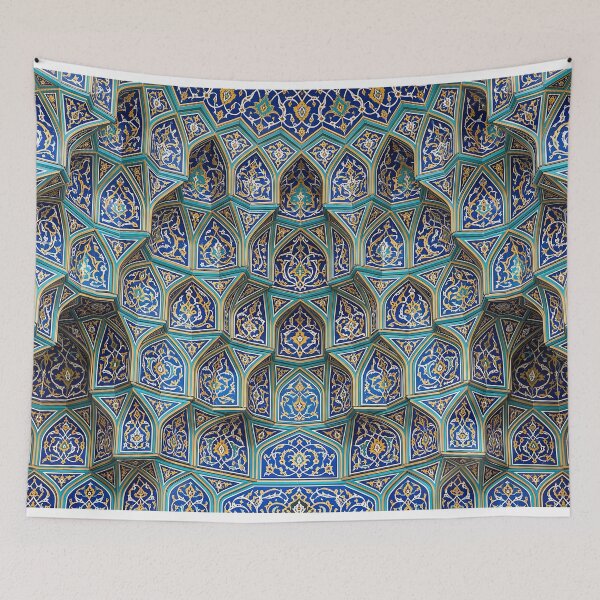 Item preview, Persian Tile Mosaic Traditional Blue Arabesque Pattern Iranian Architecture Art designed and sold by yousefi.