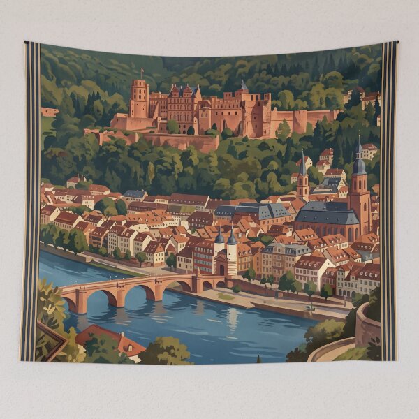 Item preview, Heidelberg Germany Vintage Travel Poster – Heidelberg Castle Neckar River Romantic Germany designed and sold by Bomax121.