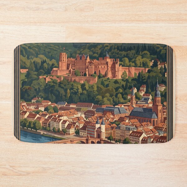 Item preview, Heidelberg Germany Vintage Travel Poster – Heidelberg Castle Neckar River Romantic Germany designed and sold by Bomax121.