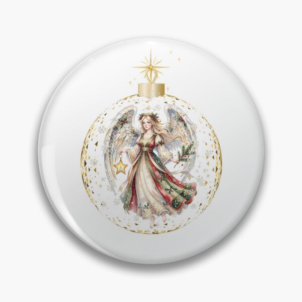 Item preview, Watercolor Christmas Angel in Golden Ornament - Vintage Holiday Angel Bauble  Design, Festive Wings Graphic designed and sold by VibranPalette.