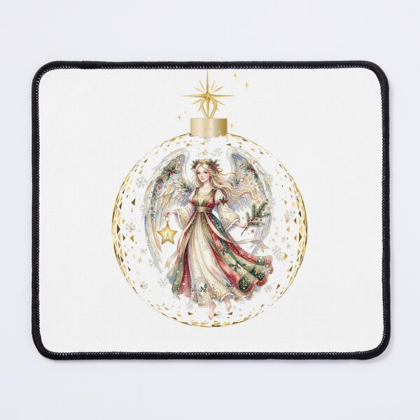 Item preview, Watercolor Christmas Angel in Golden Ornament - Vintage Holiday Angel Bauble Design, Festive Wings Graphic designed and sold by VibranPalette.