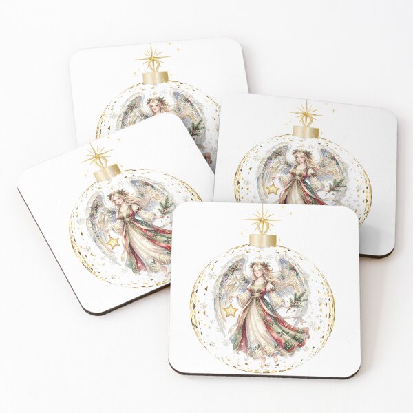 Item preview, Watercolor Christmas Angel in Golden Ornament - Vintage Holiday Angel Bauble  Design, Festive Wings Graphic designed and sold by VibranPalette.