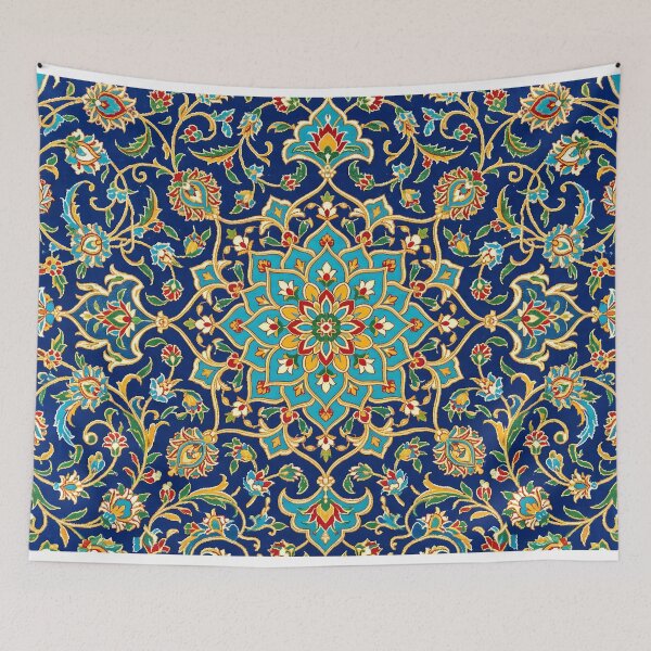 Item preview, Persian Tile Mosaic Traditional Blue Arabesque Pattern Iranian Architecture Art designed and sold by yousefi.