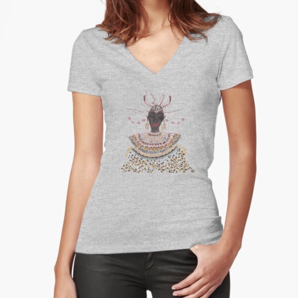 African lady Fitted V-Neck T-Shirt