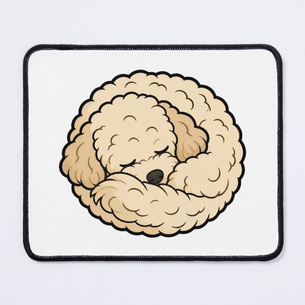 Item preview, Sleeping Fluffy Maltipoo Puppy Curled Up Donut Dog Sticker Art designed and sold by wildsilencee.