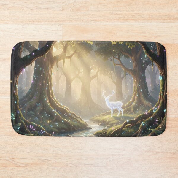 Item preview, Ghostly White Stag Stands by a Stream in the Magical Forest designed and sold by Fanta-sticky.
