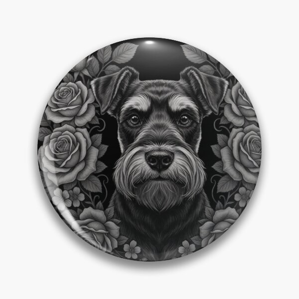 Item preview, Schnauzer portrait surrounded by large blooming roses designed and sold by 123ks.