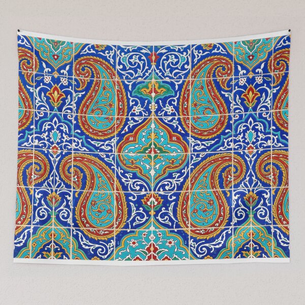 Item preview, Persian Tile Mosaic Traditional Blue Arabesque Pattern Iranian Architecture Art designed and sold by yousefi.