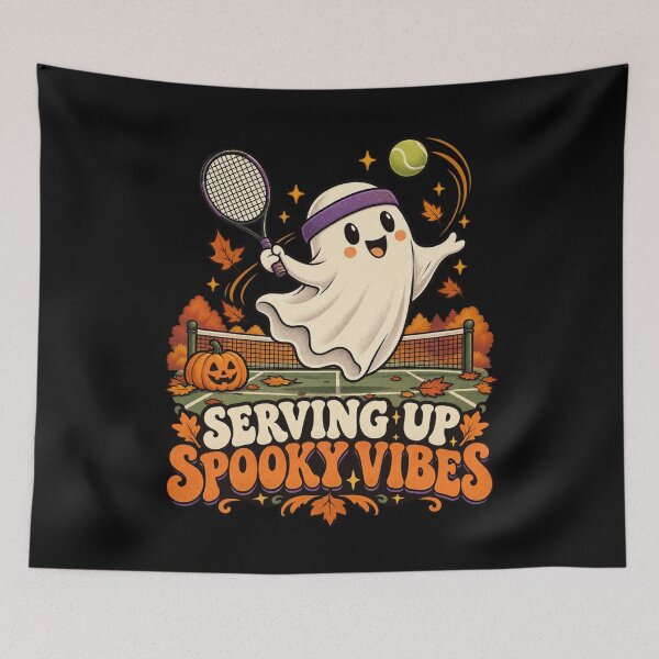 Item preview, Serving Up Spooky Vibes - Halloween Tennis Ghost designed and sold by Good Mood Foundry.
