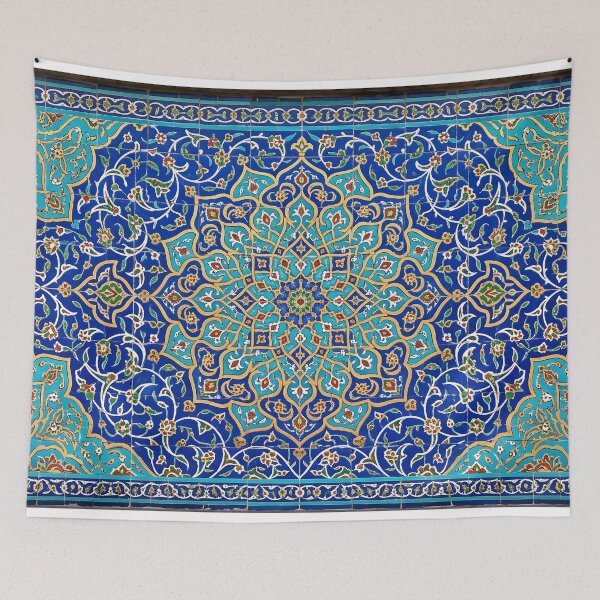 Item preview, Persian Tile Mosaic Traditional Blue Arabesque Pattern Iranian Architecture Art designed and sold by yousefi.