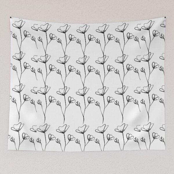 Item preview, Black floral line art pattern  designed and sold by ArtBySafia.