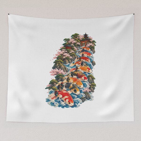 Item preview, Hokugyen Fish Bridge – Japanese Koi Fish Ukiyo-e Fantasy designed and sold by Substance_life.
