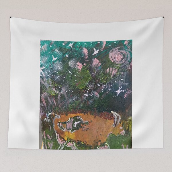 Aperçu de l'œuvre Peinture à l'huile en impasto du bœuf de la forêt nocturne créée et vendue par KimberyBorjas.
