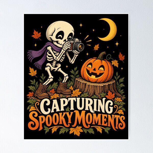 Item preview, Capturing Spooky Moments - Halloween Skeleton Photographer designed and sold by Good Mood Foundry.