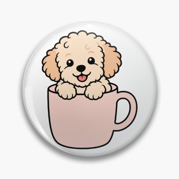 Aperçu de l'œuvre Adorable chiot Maltipoo tout duveteux dans une tasse à café - Sticker artistique représentant un chien créée et vendue par wildsilencee.