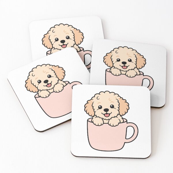 Item preview, Cute Fluffy Maltipoo Puppy in Coffee Mug Aesthetic Dog Sticker Art designed and sold by wildsilencee.