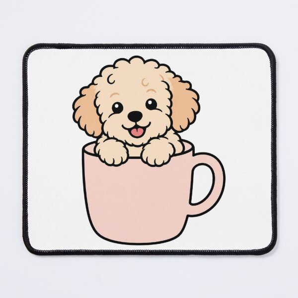 Item preview, Cute Fluffy Maltipoo Puppy in Coffee Mug Aesthetic Dog Sticker Art designed and sold by wildsilencee.
