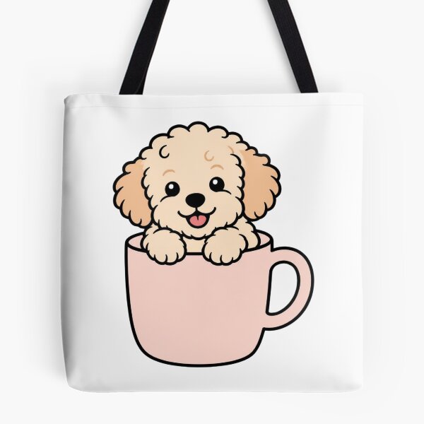 Item preview, Cute Fluffy Maltipoo Puppy in Coffee Mug Aesthetic Dog Sticker Art designed and sold by wildsilencee.