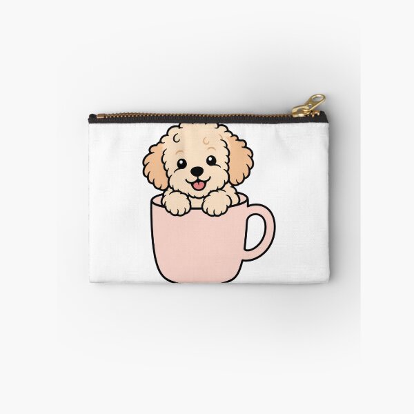 Item preview, Cute Fluffy Maltipoo Puppy in Coffee Mug Aesthetic Dog Sticker Art designed and sold by wildsilencee.