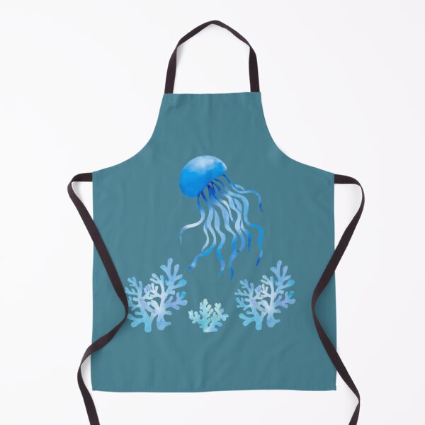 Item preview, watercolor blue jellyfish underwater world designed and sold by XertHardcore.