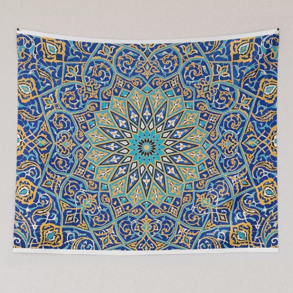 Item preview, Persian Tile Mosaic Traditional Blue Arabesque Pattern Iranian Architecture Art designed and sold by yousefi.