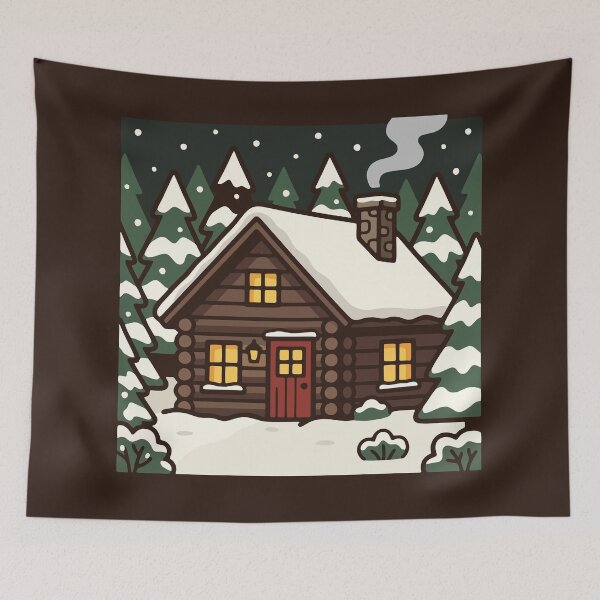 Item preview, Cozy Snowy Log Cabin in Winter Forest designed and sold by AIG - Andrei Ilie Graphics.