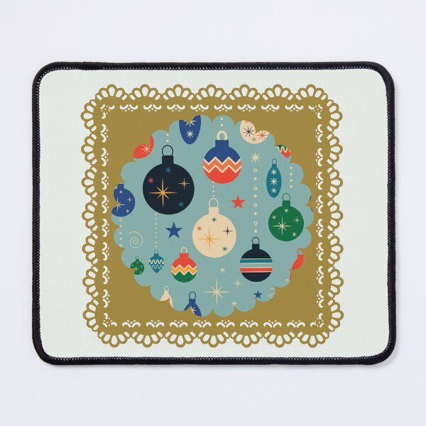 Item preview, Mid Century Modern Christmas Ornaments & Gold Lace Border Art designed and sold by Liberarteprint.