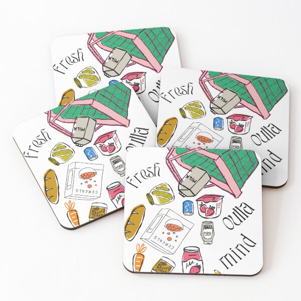 Item preview, Fresh Outta Mind Retro Food Drink Doodles Cute Kitchen Pattern designed and sold by The Lady Goblin's Goods.