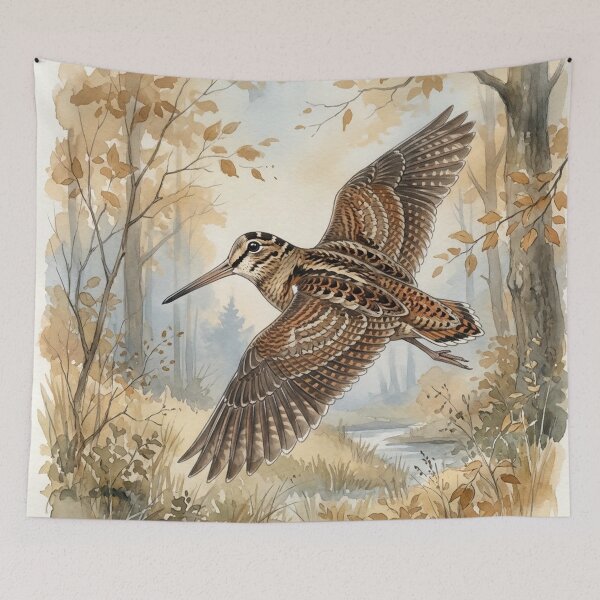 Item preview, Eurasian Woodcock in Flight, Watercolor designed and sold by TammyHunterArt.
