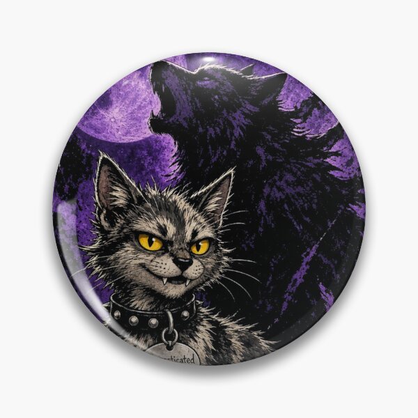 Item preview, Domesticated Chaos - Funny Lykoi Werewolf Cat With Wolf Shadow | Purple Moon Gothic Cat Lover Gift designed and sold by Ibrahimhema5.