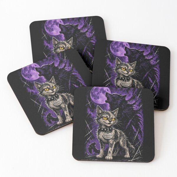 Item preview, Domesticated Chaos - Funny Lykoi Werewolf Cat With Wolf Shadow | Purple Moon Gothic Cat Lover Gift designed and sold by Ibrahimhema5.