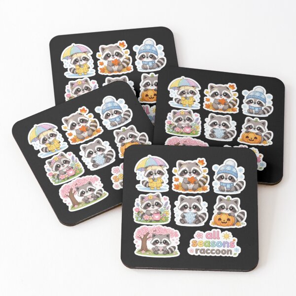 Item preview, All Seasons Raccoon Cute Pack designed and sold by creativerooney.