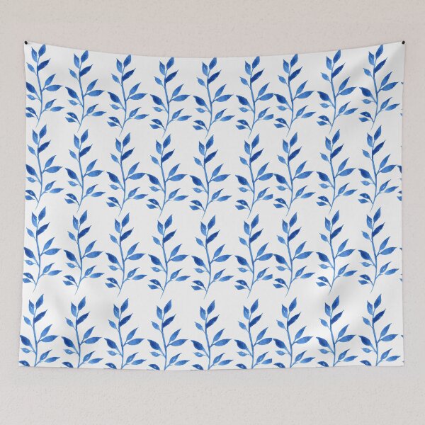 Item preview, Blue floral leaf pattern  designed and sold by ArtBySafia.