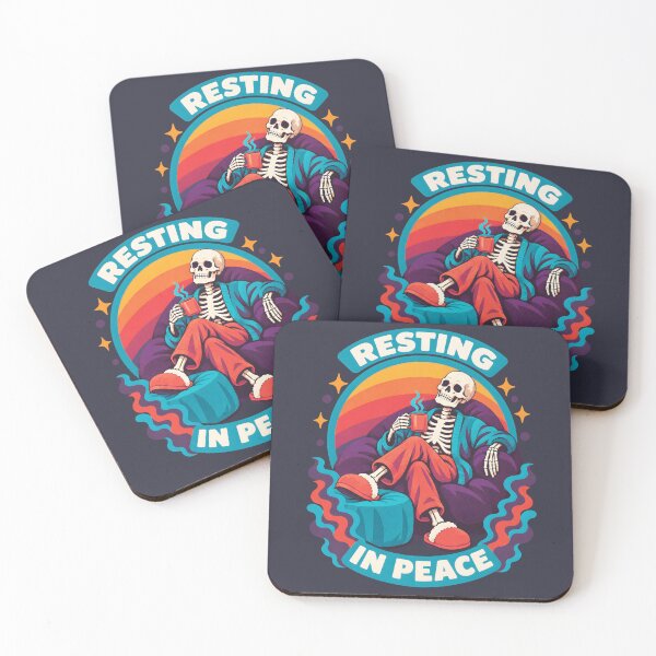 Item preview, Retro Skeleton Resting In Peace Coffee designed and sold by MagicTheDog.
