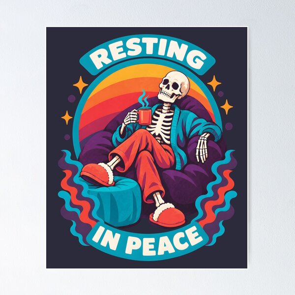 Item preview, Retro Skeleton Resting In Peace Coffee designed and sold by MagicTheDog.