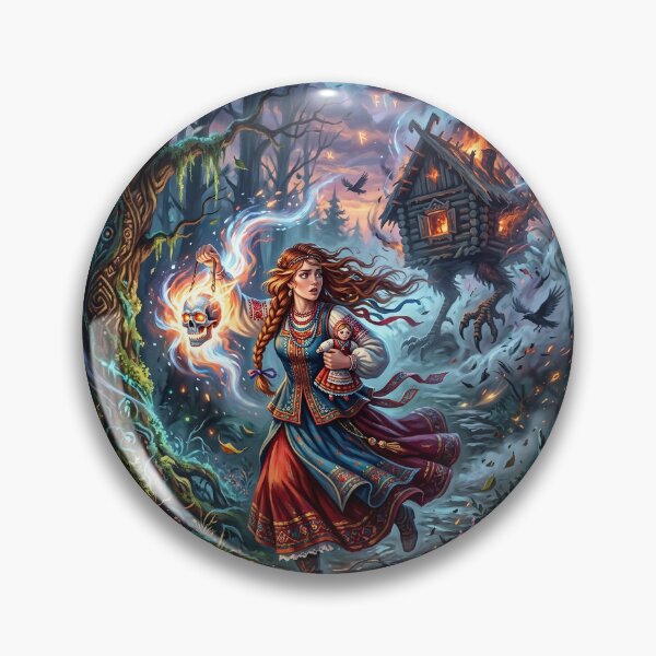 Item preview, Vasilisa the Beautiful near Baba Yaga Hut - Slavic Mythology designed and sold by Lucid Dream Pixel.