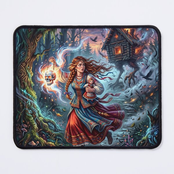 Item preview, Vasilisa the Beautiful near Baba Yaga Hut - Slavic Mythology designed and sold by Lucid Dream Pixel.