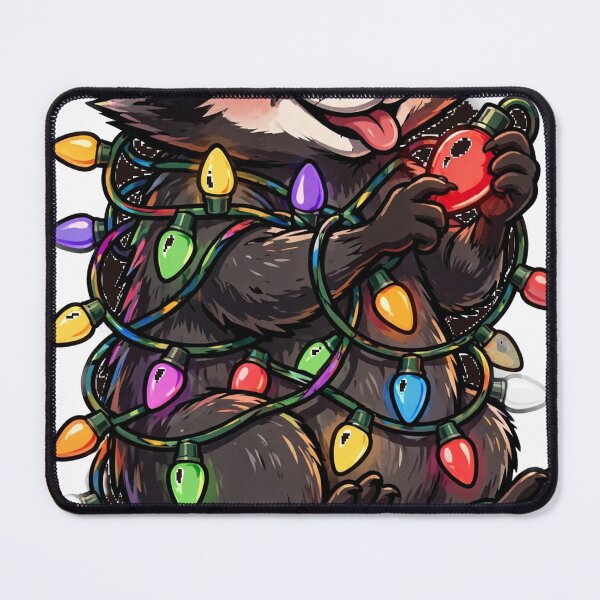 Item preview, Raccoon Tangled in Christmas Lights - Funny Holiday Animal Tee designed and sold by KERK Art and Design.